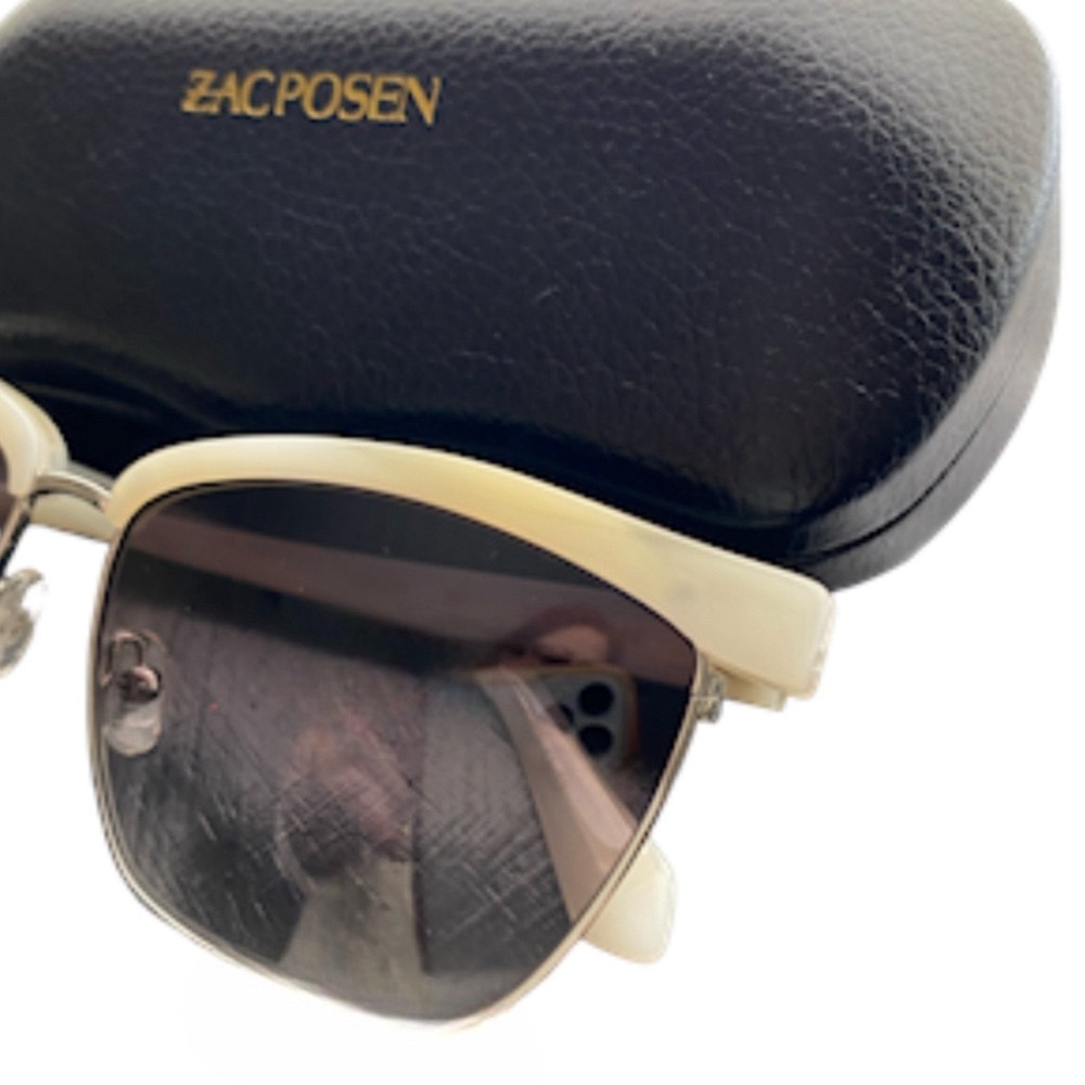 ZACK POSEN square sunglasses with white & gold detailing. Hard plastic case, NWT - Picture 4 of 11